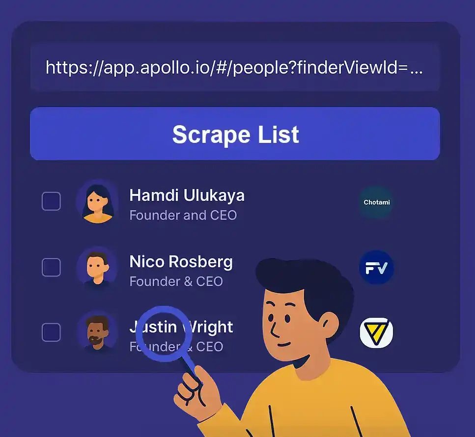 Get thousands of free, clean leads scraped fresh from Apollo